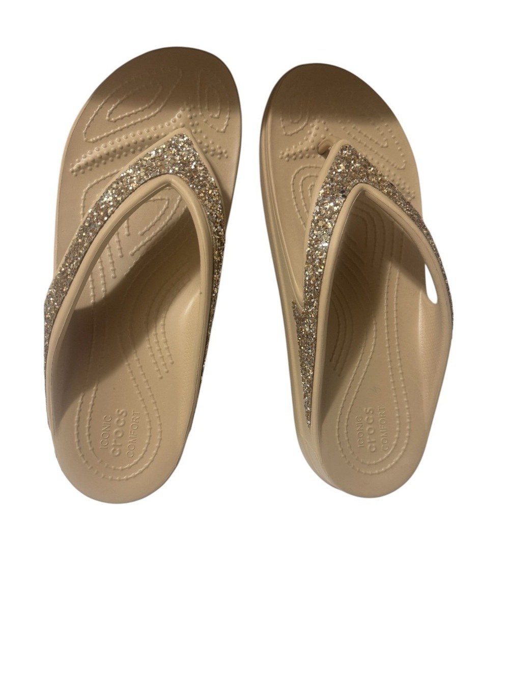 Croc Gold Glitter Flip Flop Sandals for Women - Picture 5 of 13